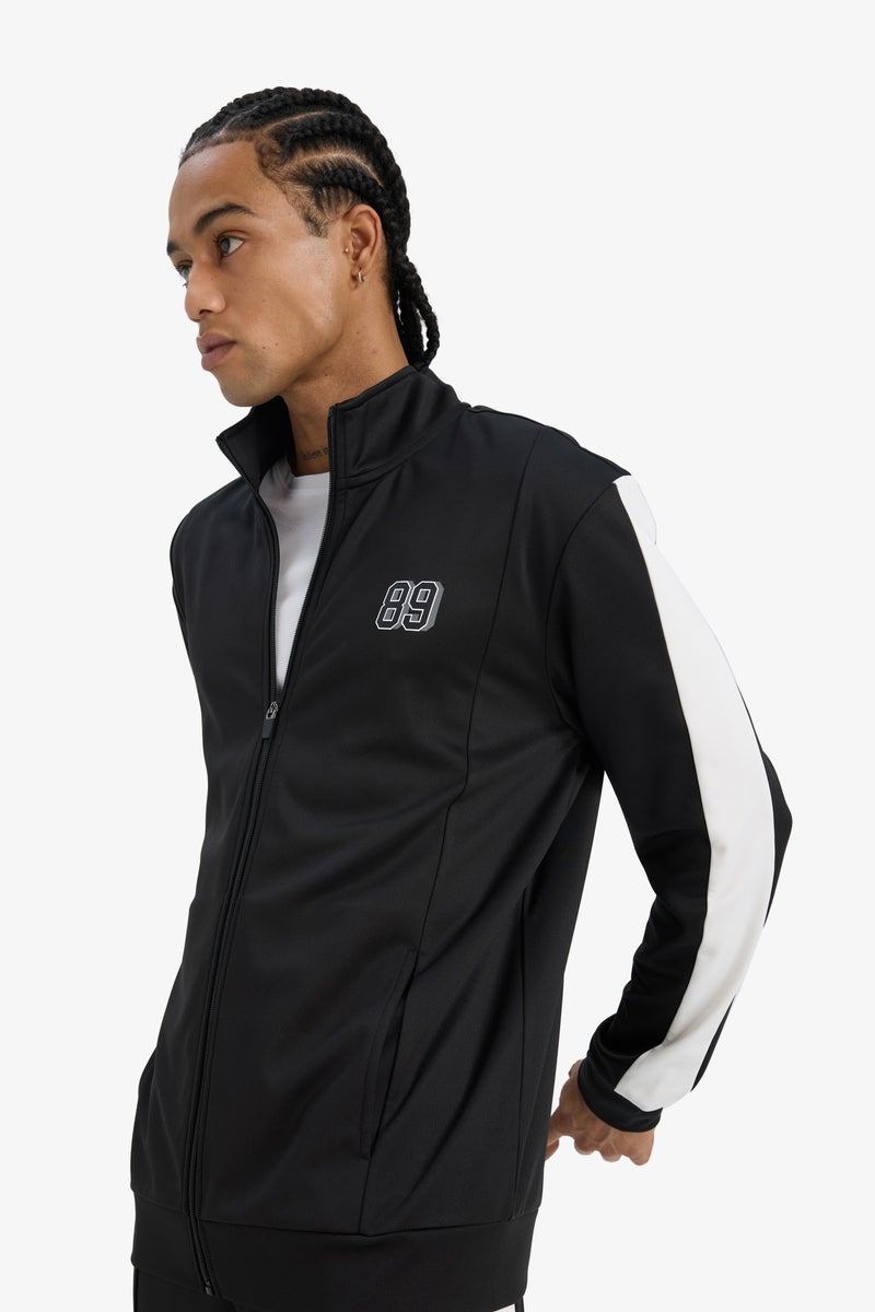 DeFacto Black Man DeFactoFit Standard Fit High Neck Pique Cardigan Casual - Image 3